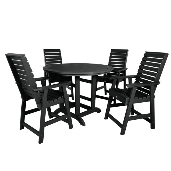 Highwood Usa Weatherly 5pc Round Counter Height Outdoor Patio Furniture Dining Set AD-CNW48-BKE - main